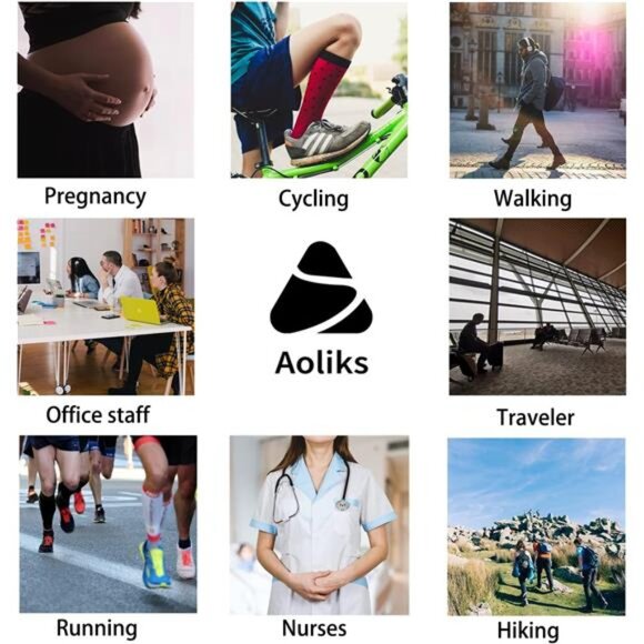 Compression Socks for Women & Men 4 Pairs,Knee High Support Socks - Picture 5 of 14